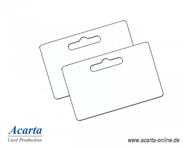 Plastikkarten mit Euroloch groß, blanko weiß, 0,76 mm, Karton zu 500 Stk